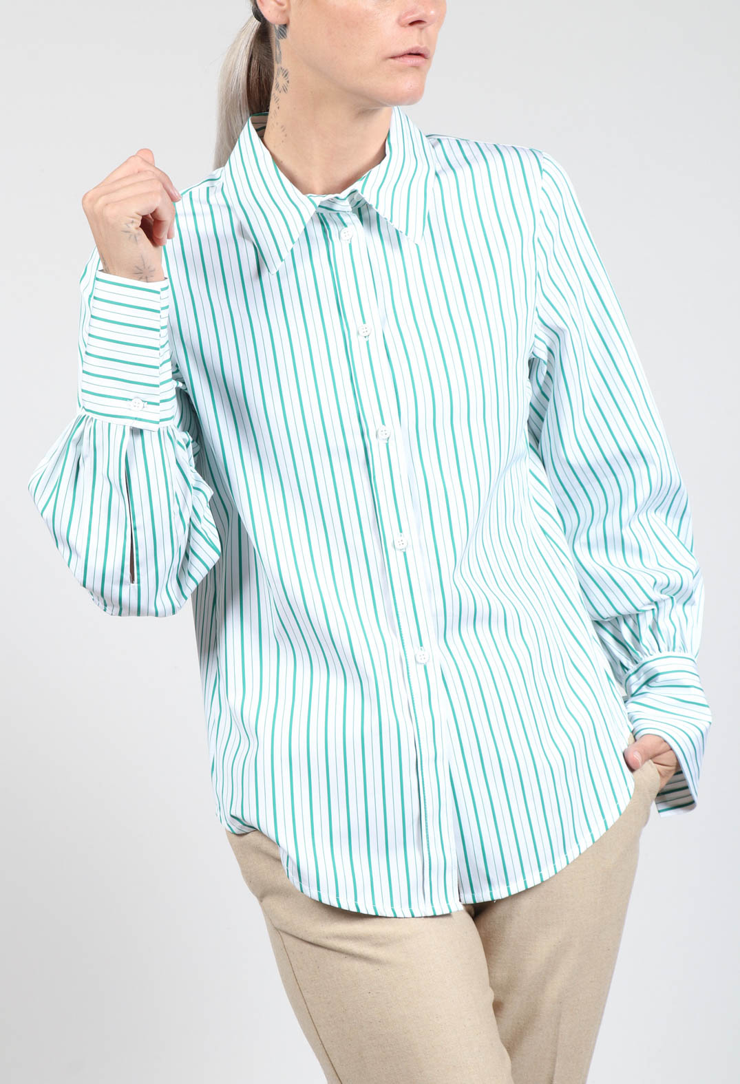 Oxford Striped Shirt in Kiwi
