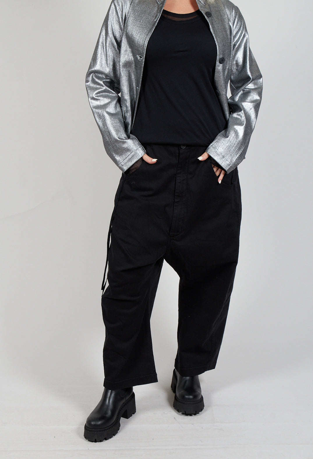 Balloon Fit Trousers in Black