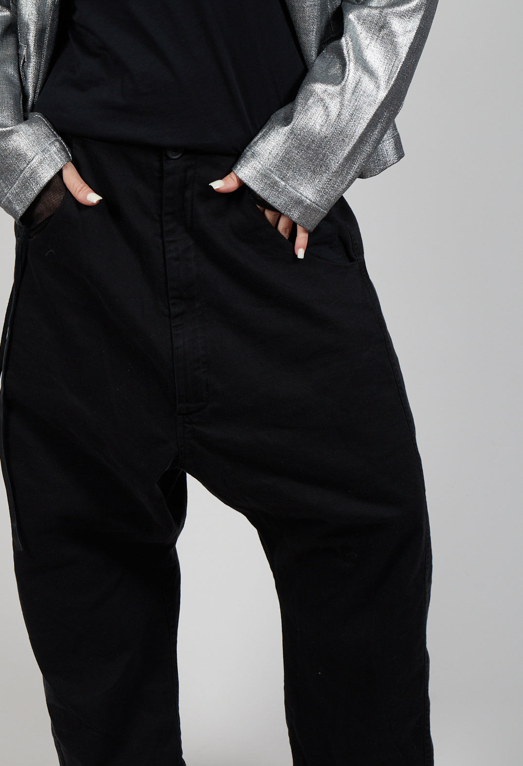 Balloon Fit Trousers in Black