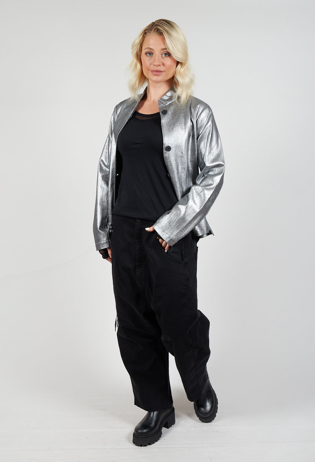 Balloon Fit Trousers in Black