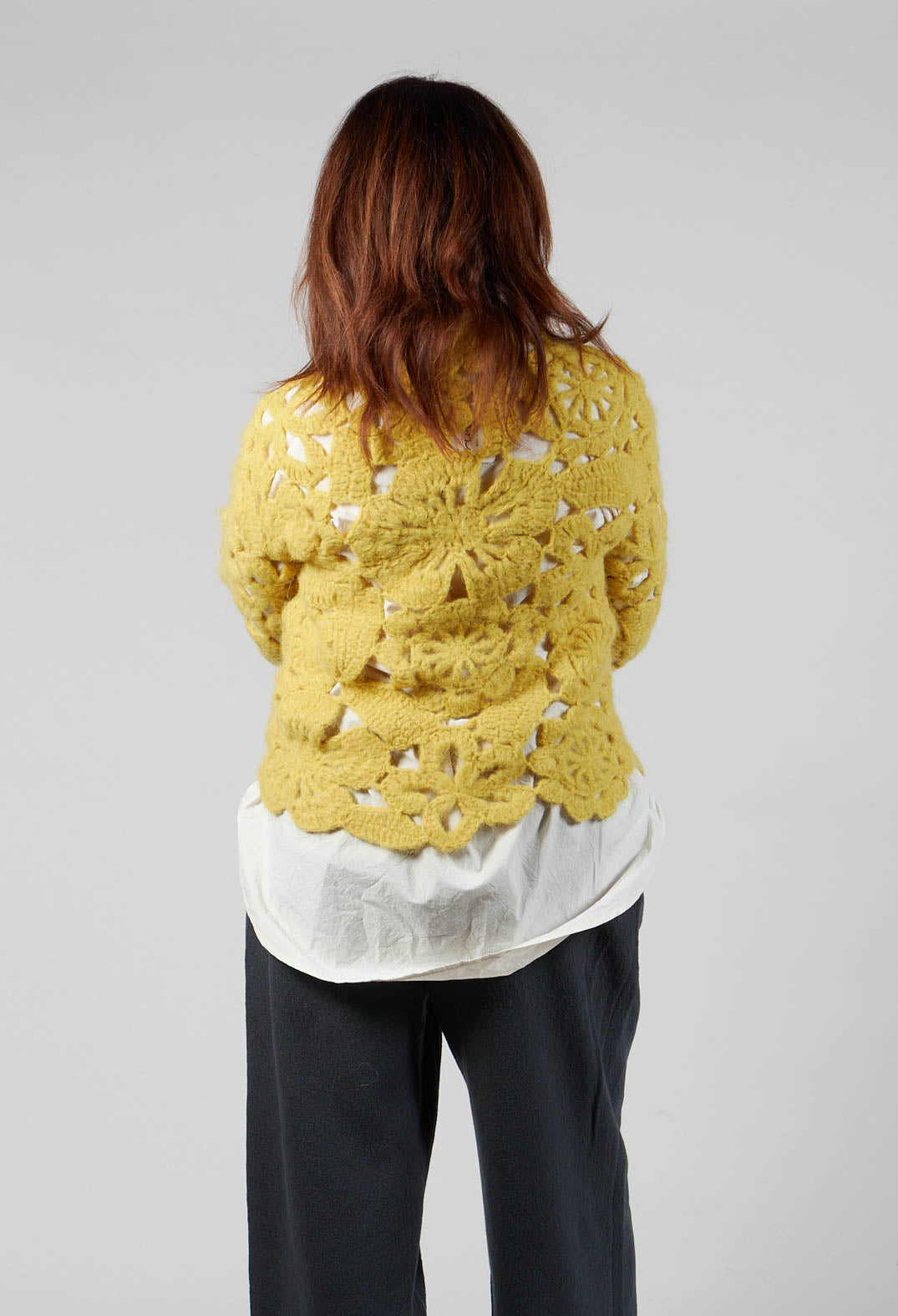 Amber Hand Crochet Sweater in Yellow