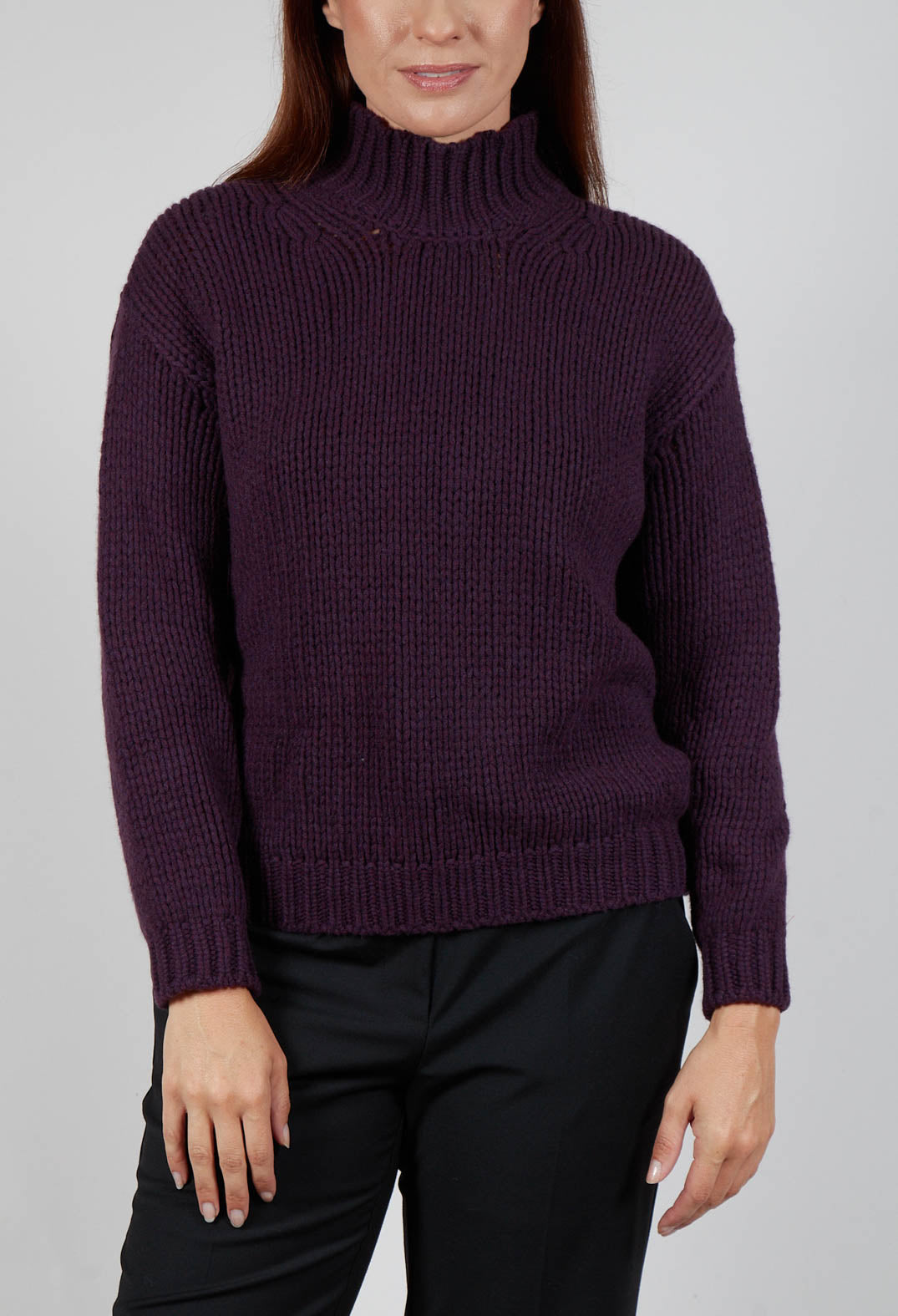 High Neck Jumper in Aubergine