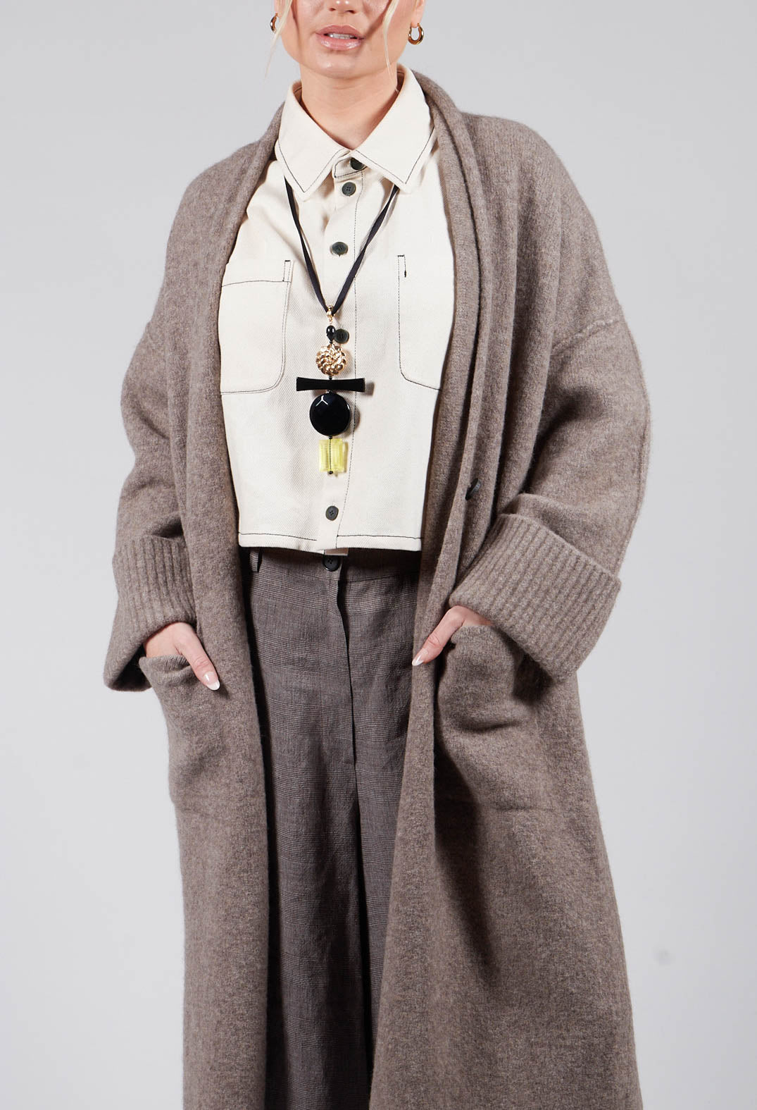 Merino Wool Overcoat in Taupe