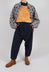 High Waist Trousers in Navy Blue