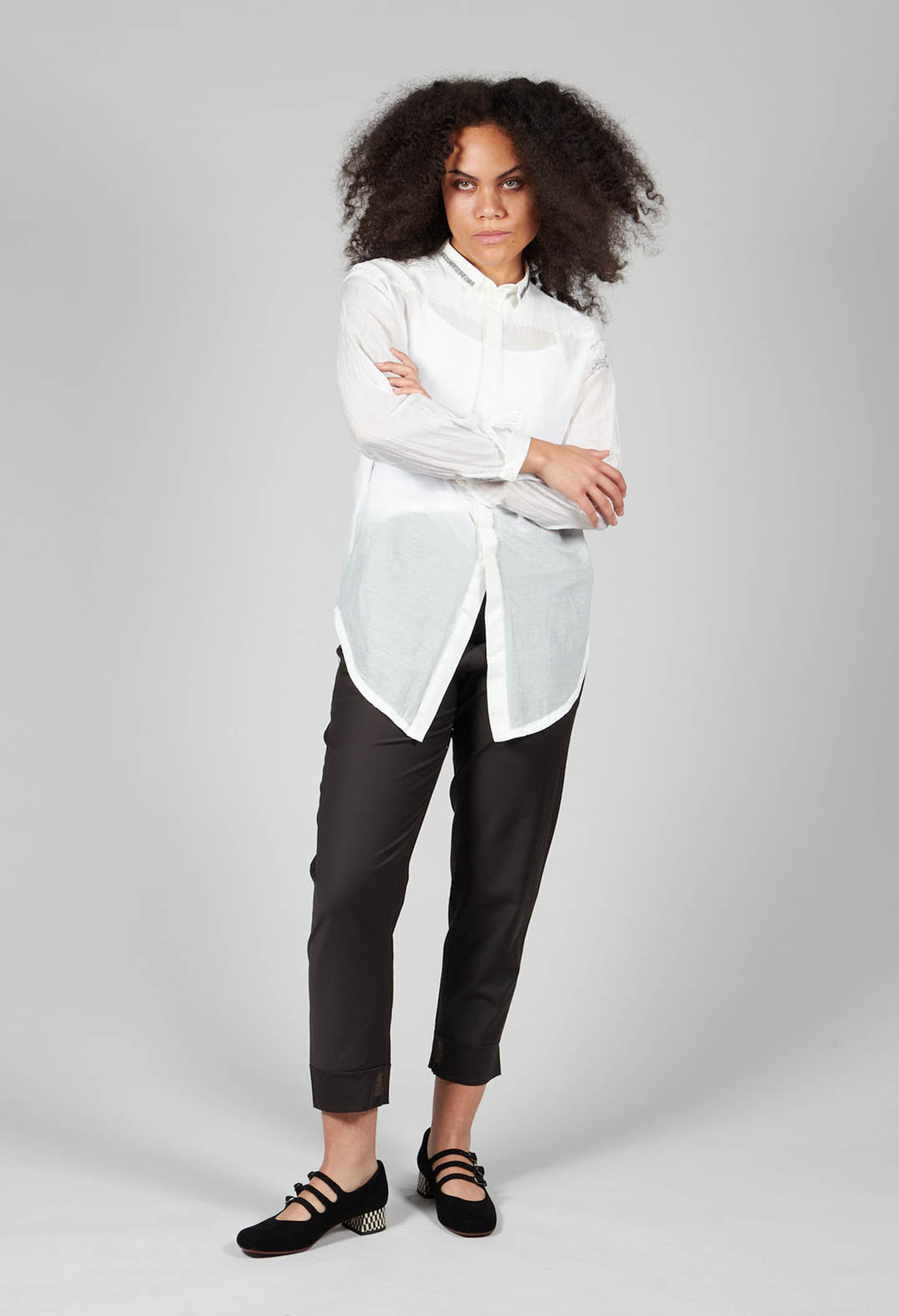 Lightweight Shirt with Stitch Detail in White