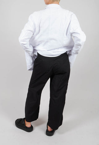 Wide Leg Trousers with Lettering Motif in Black Print