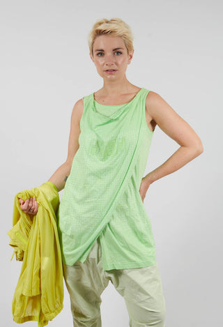 Draped Jersey Vest Top in Lime Print