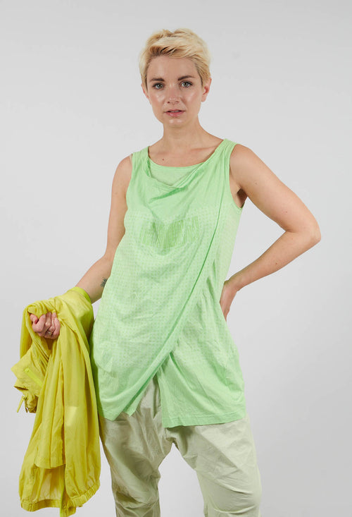 Draped Jersey Vest Top in Lime Print