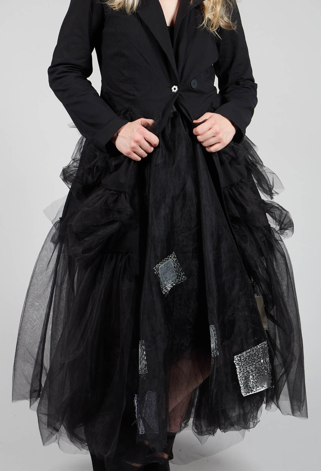 Longline Tulle Coat in Black