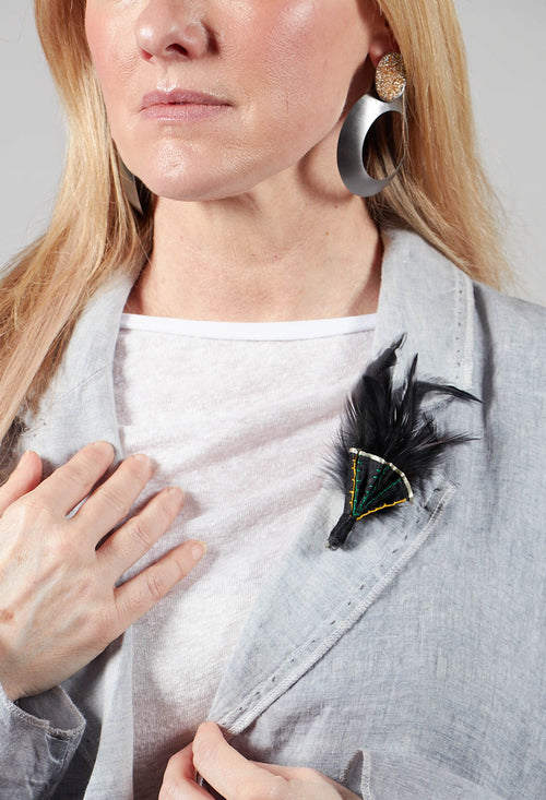 Stitched Feather Pin in Original Black