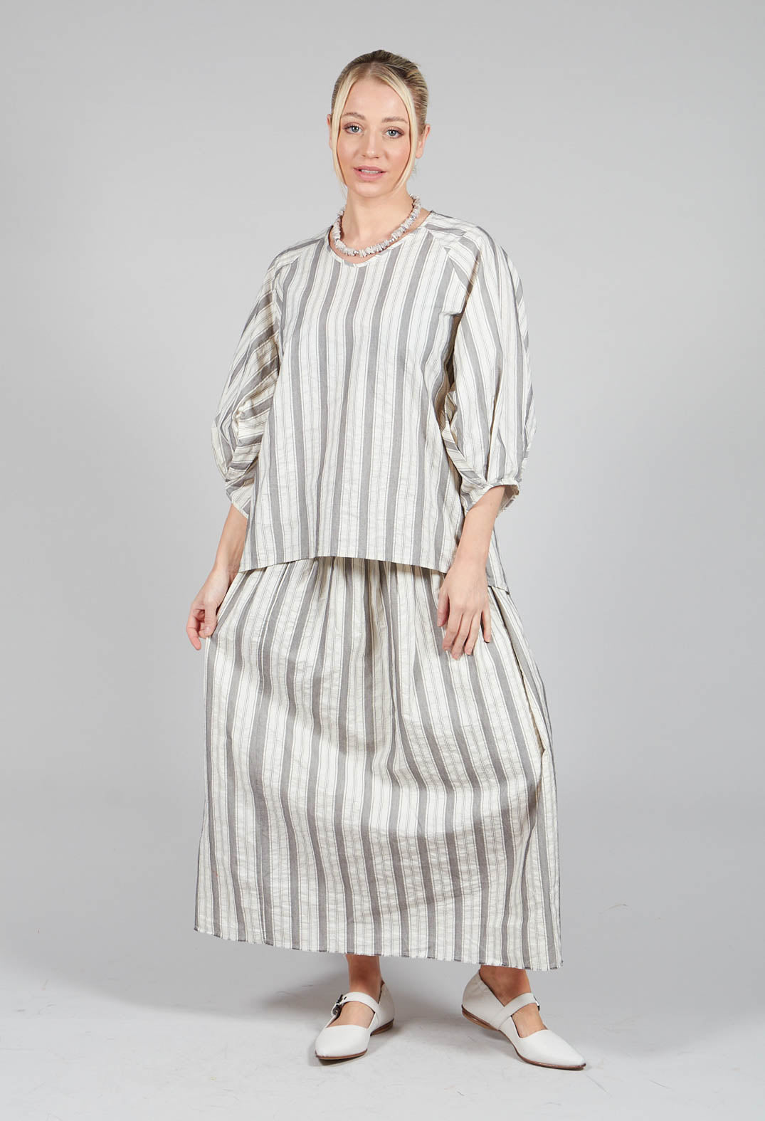 Lined Long Skirt in Stripe