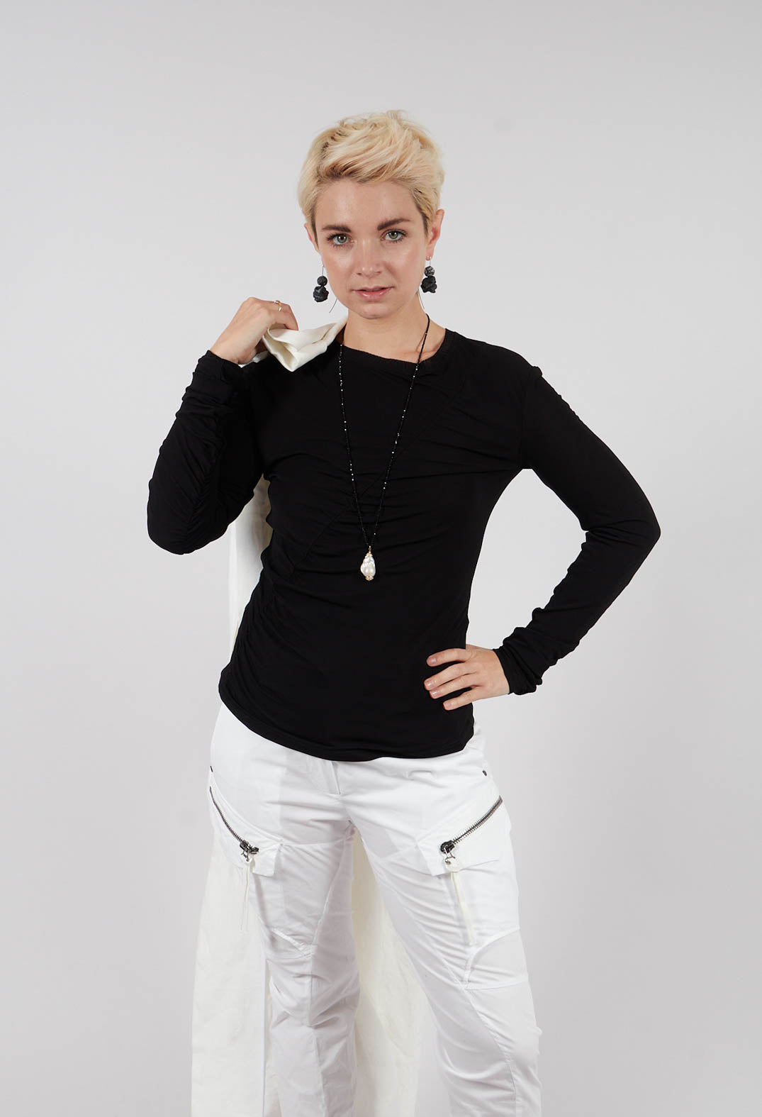 Crepe Interlock Shirt in Black