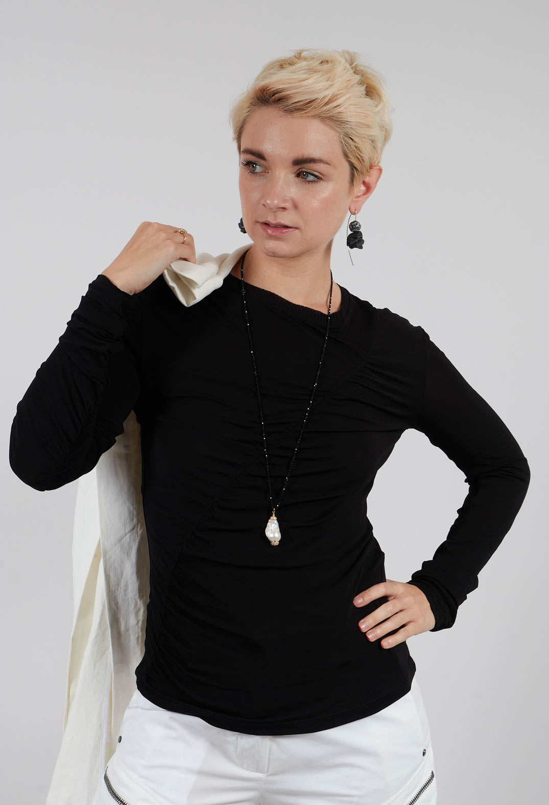 Crepe Interlock Shirt in Black