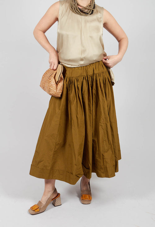 Pull on Pleated Skirt in Gold
