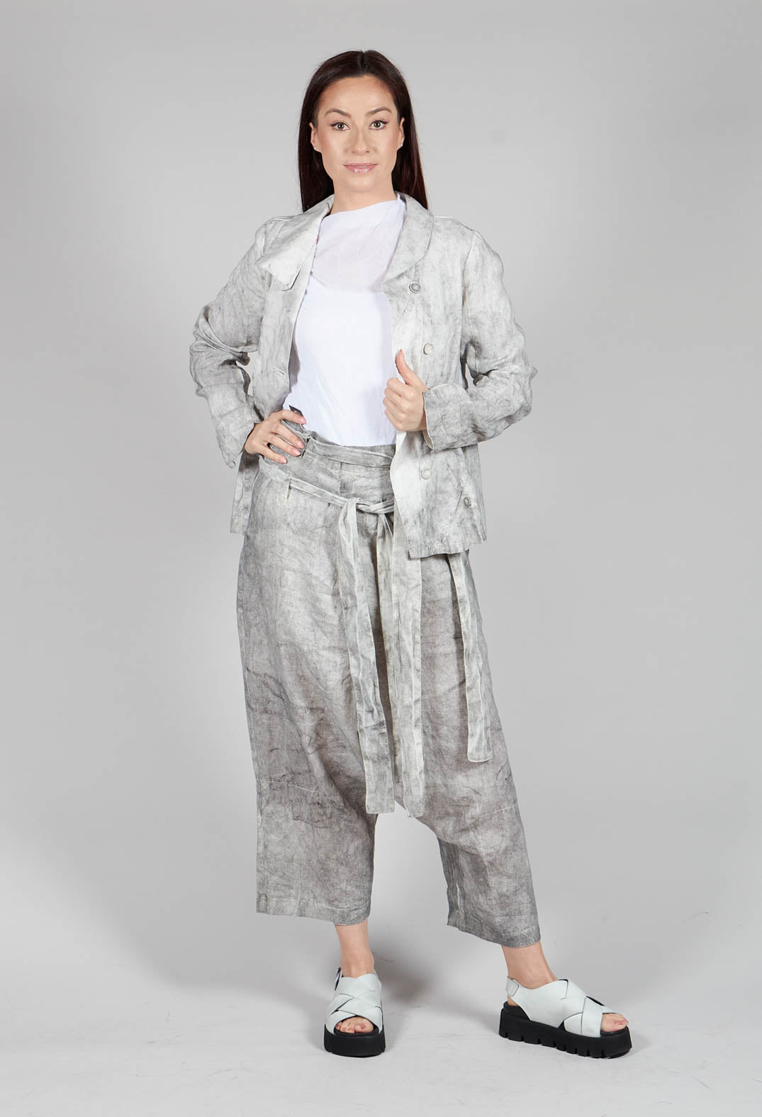 Double Belted Trousers in Dark Marble