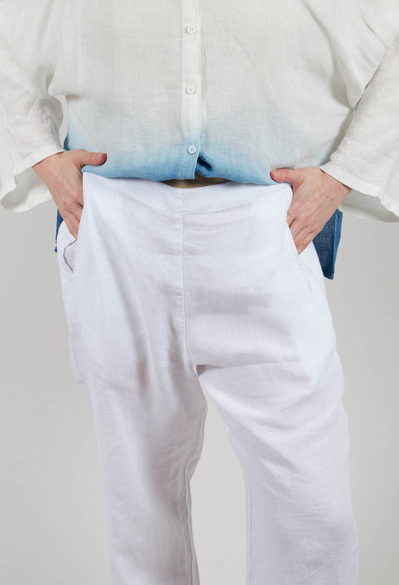 Linen Geisha Trousers in White  Olivia May