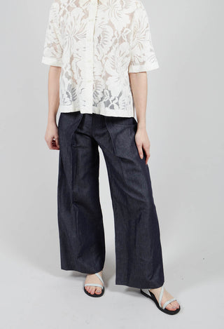 Pleated Trousers in Denim