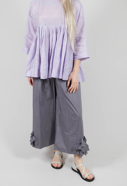 Frill Hemmed Trousers in Grey Purple