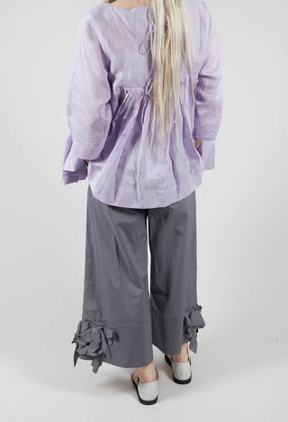 Frill Hemmed Trousers in Grey Purple