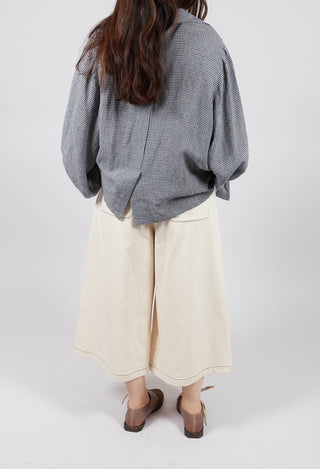 Contrast Stitch Wide Culottes in Off White