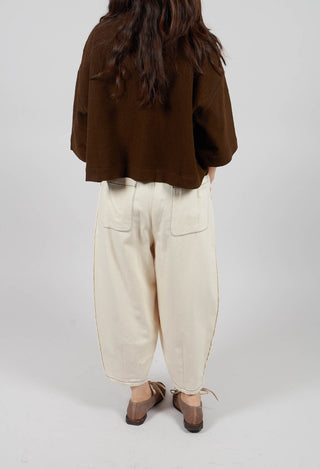 Contrast Stitch Jean Trousers in Off White
