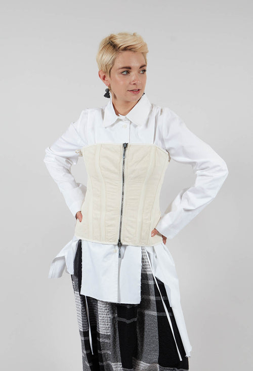 Zipper Fastening Corset Top in Chalk