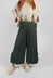 Fabric Embellished Hemmed Trousers in Green