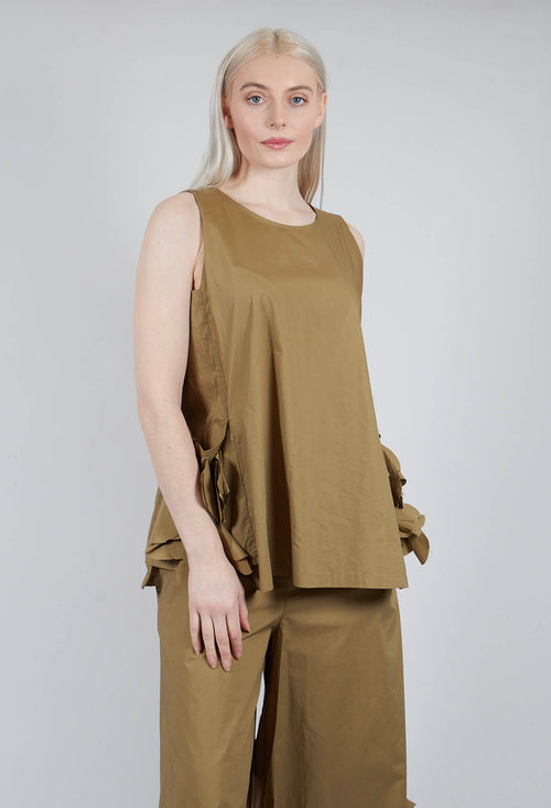 Sleeveless Top with Side Frill Feature in Avocado