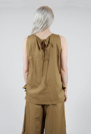Sleeveless Top with Side Frill Feature in Avocado