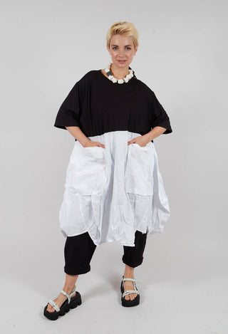 T-Shirt Dress with Statement Pockets in Black and White