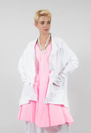 Textured Zipper Jacket in White