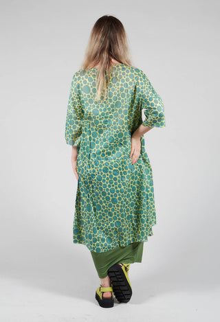 Sheer Pocket Detail Dress in Lime with Green Pois