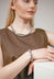 Square Beaded Ceramics Bracelet in Grey Black