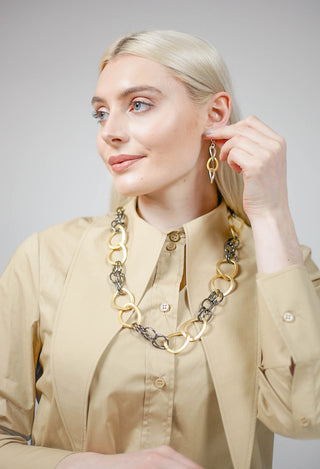 Blackened Link Chain Necklace in Gold Plated