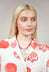 PVC Three Row Necklace with Engraved Zamak Pendant in Red