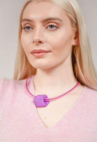 PVC Choker with Resin Square Bead in Lilac
