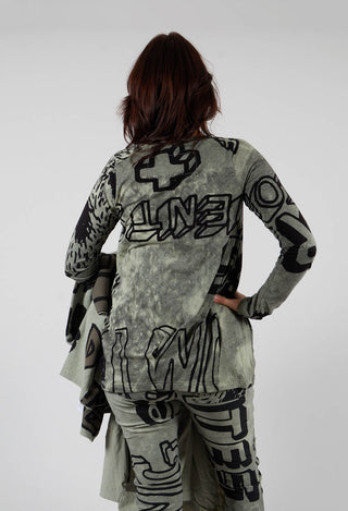 Round Neck Top with Lettering Design in Defender Print