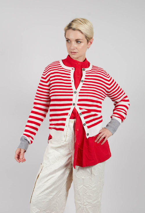 Cardigan with Degrade Stripes in Urban Red