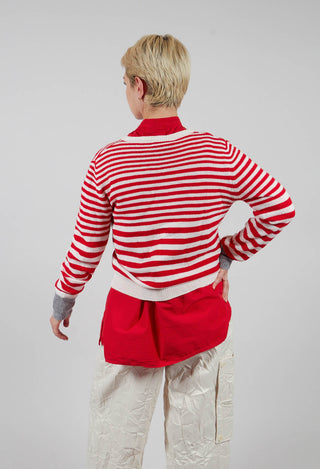 Cardigan with Degrade Stripes in Urban Red