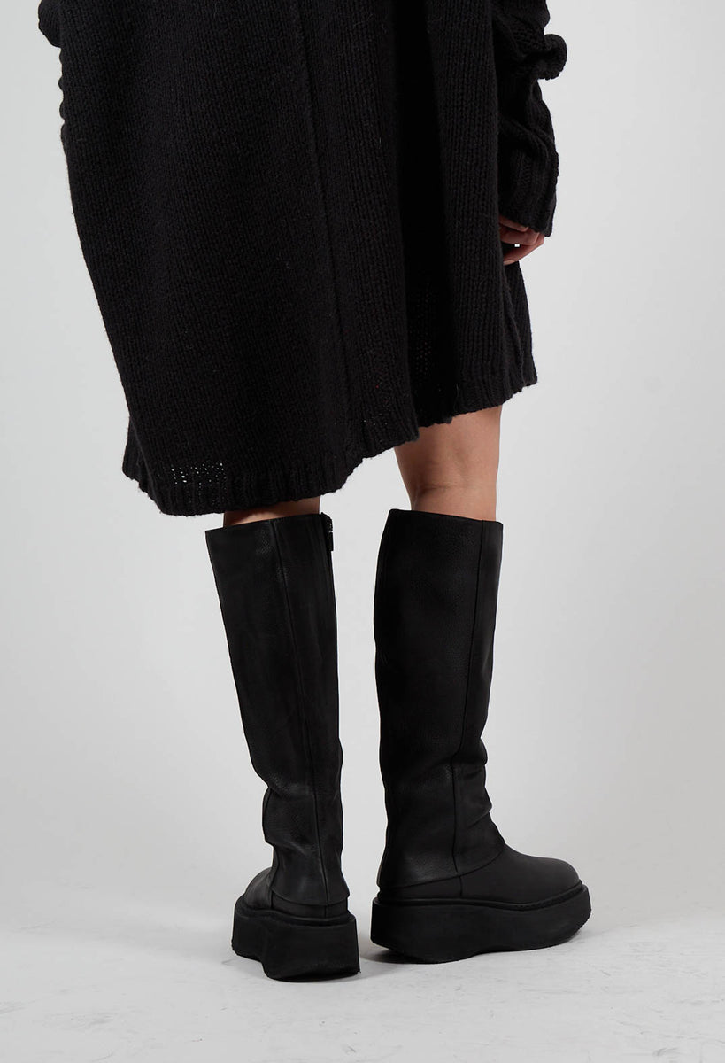 High Boots with Platform Sole in Gasoline Underground