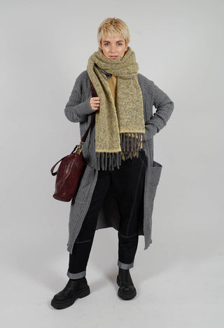 Cable Knit Long Cardigan in Steel Grey