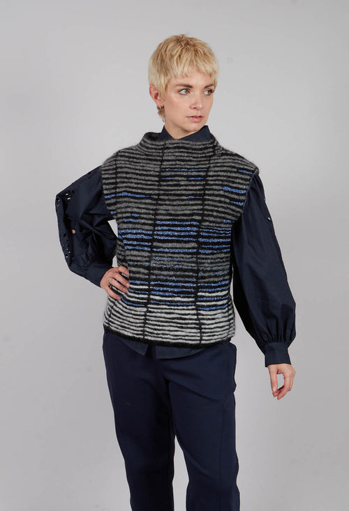 Striped Sweater Vest in Cyan