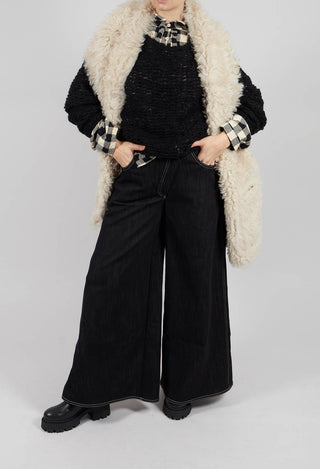 Wide Leg Denim Jeans in Navy