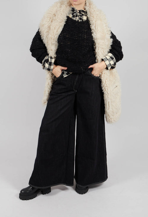 Wide Leg Denim Jeans in Navy