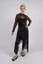Asymmetrical Sheer Dress in Black Print