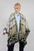 Open Front Cape in Beige and Navy Pattern