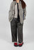 Contrast Hem Cotton Trousers in Grey