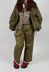 Contrast Hem Cotton Trousers in Olive