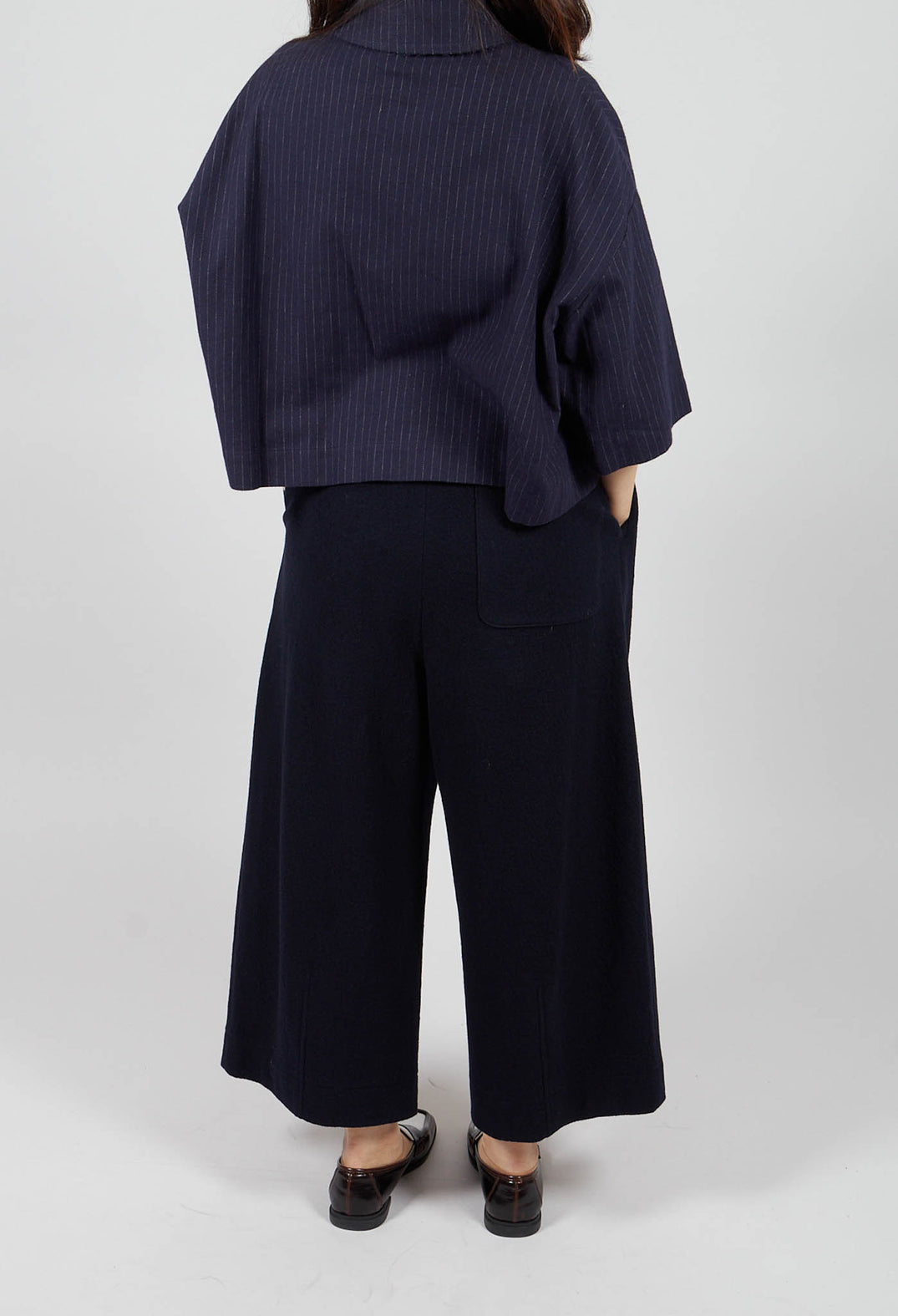 High Waisted Trousers in Navy