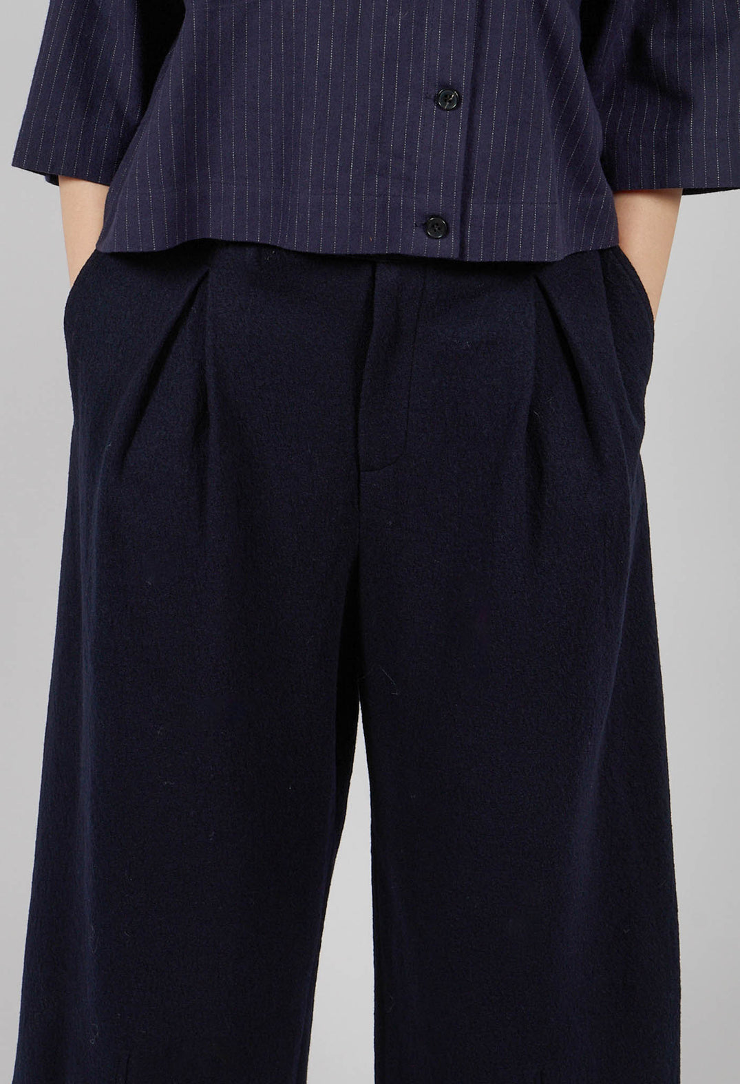 High Waisted Trousers in Navy